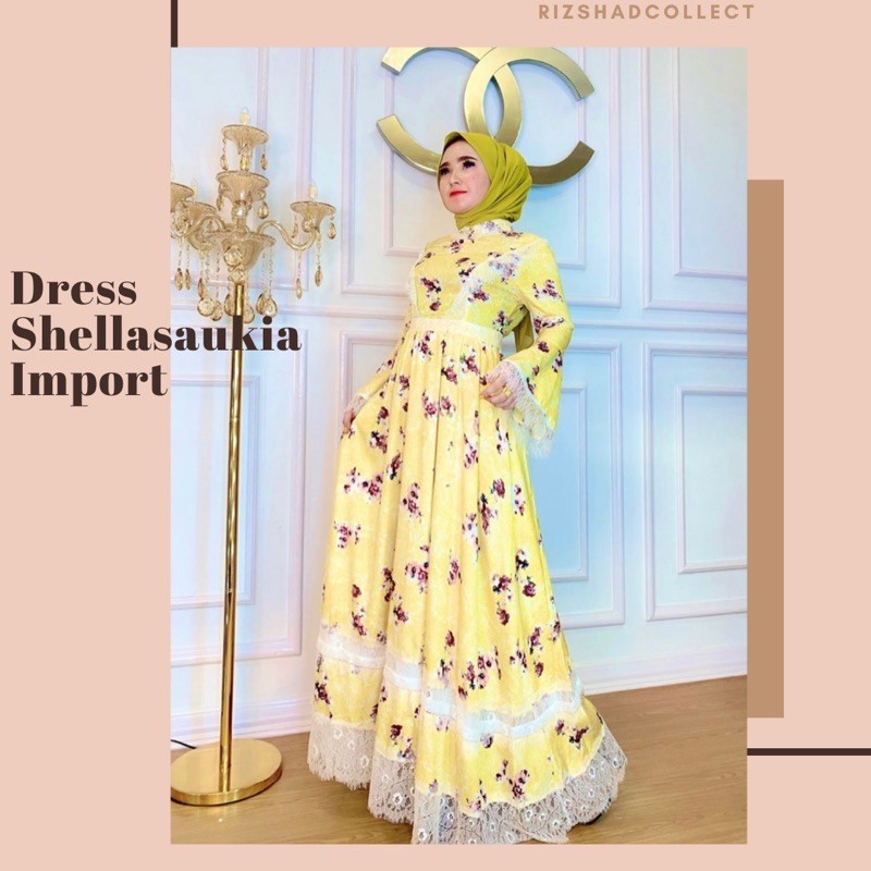 dress Shella Import/dress original shellasaukia/gamis terbaru/gamis shellasaukia