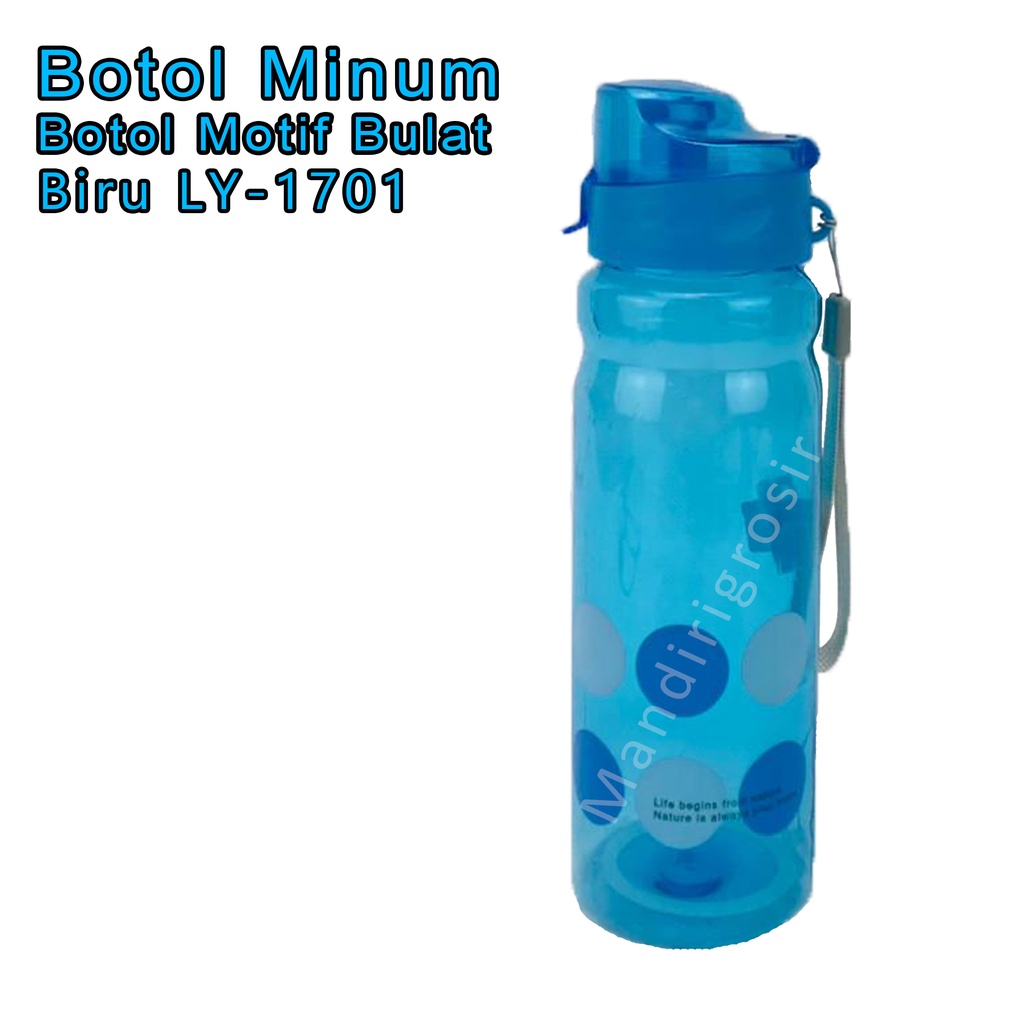 Motif Bulat Warna Biru LY-1701 * Botol minum plastik * 600 ml