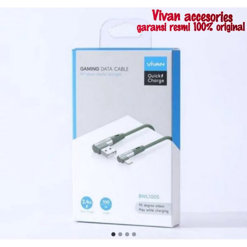 Vivan Kabel Data BWL100S Cabel Data Lightning For IPhone 1M 2.4A Garansi Original Resmi