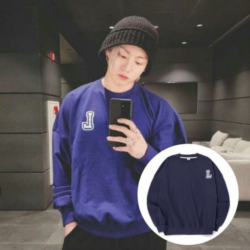 S - XXXXXL(6XL) Sweatshirt Crewneck Jungkook Korean Idol K-Pop Bigsize Oversize Sweater Jumbo Fleece Premium Navy Blue Biru Dongker