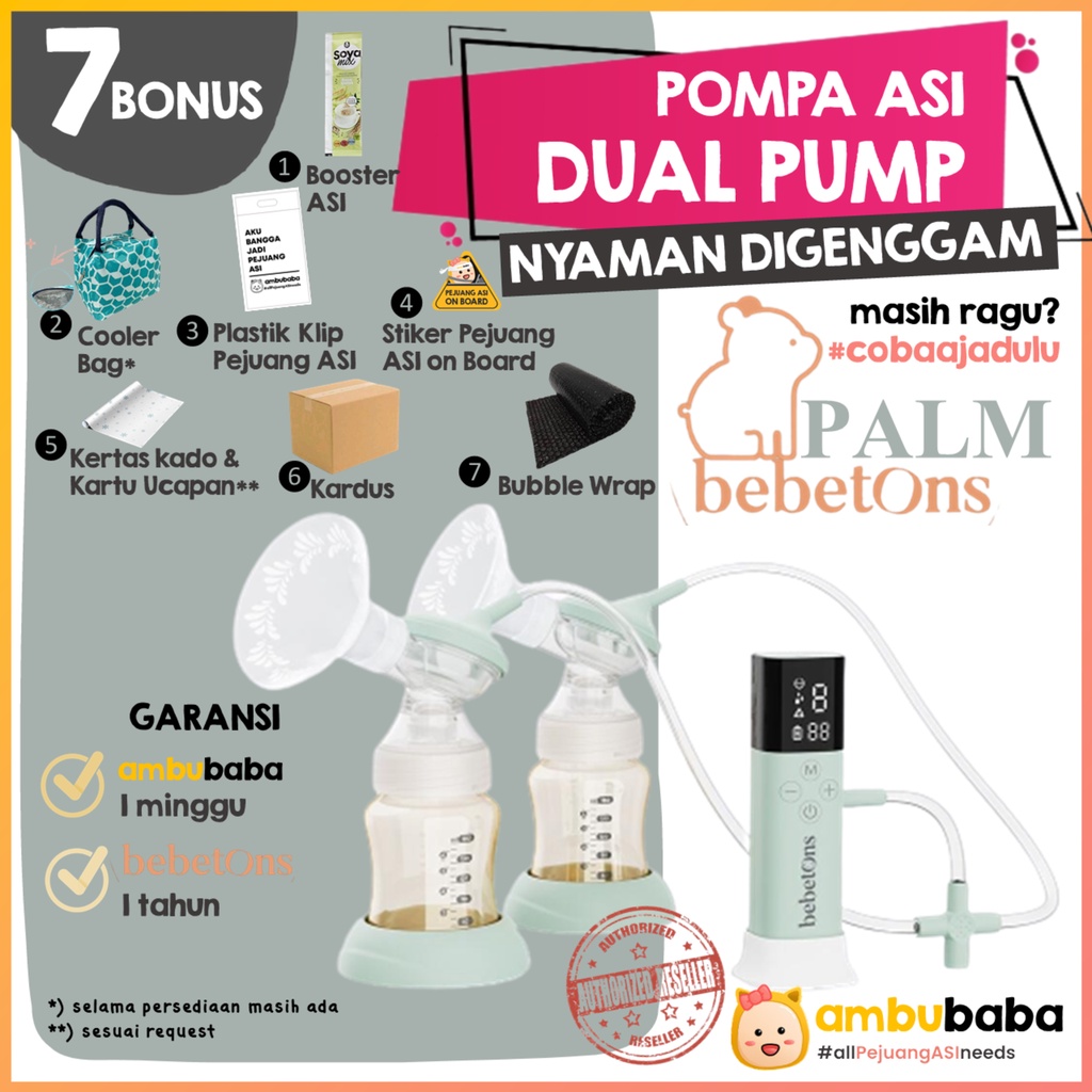 Bebetons PALM Pompa ASI Elektrik Electric Breast Pump Double Pump Rechargeable