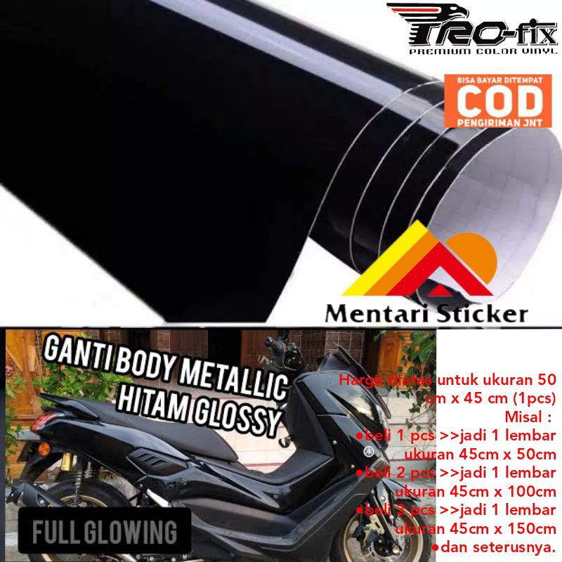 STIKER SKOTLET HITAM GLOSSY STIKER MOTOR HITAM
