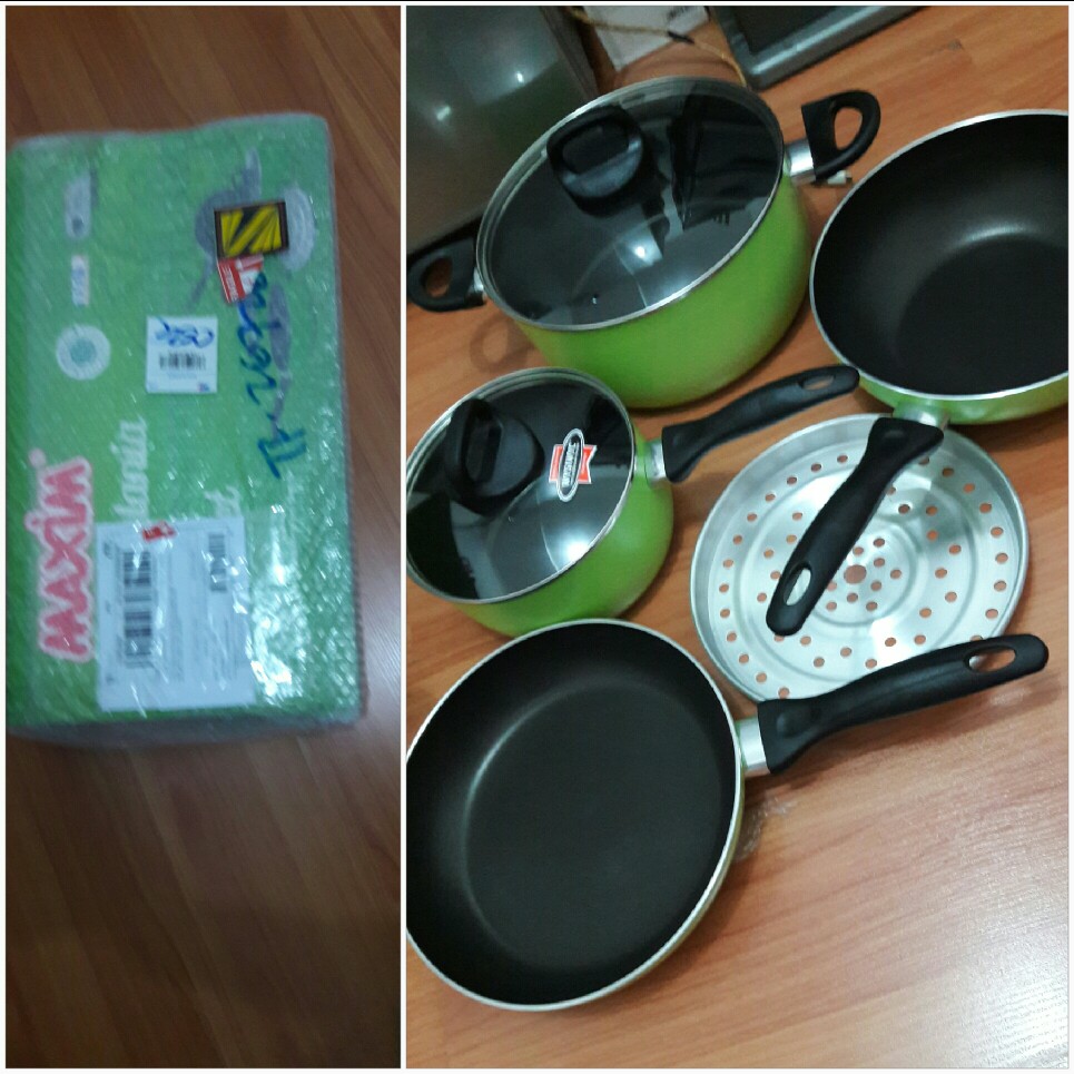 Maxim New Halania 7 Set - Hijau/ Panciset Murah/ Panciset Dapur/ Teflon Anti Lengket Maspion