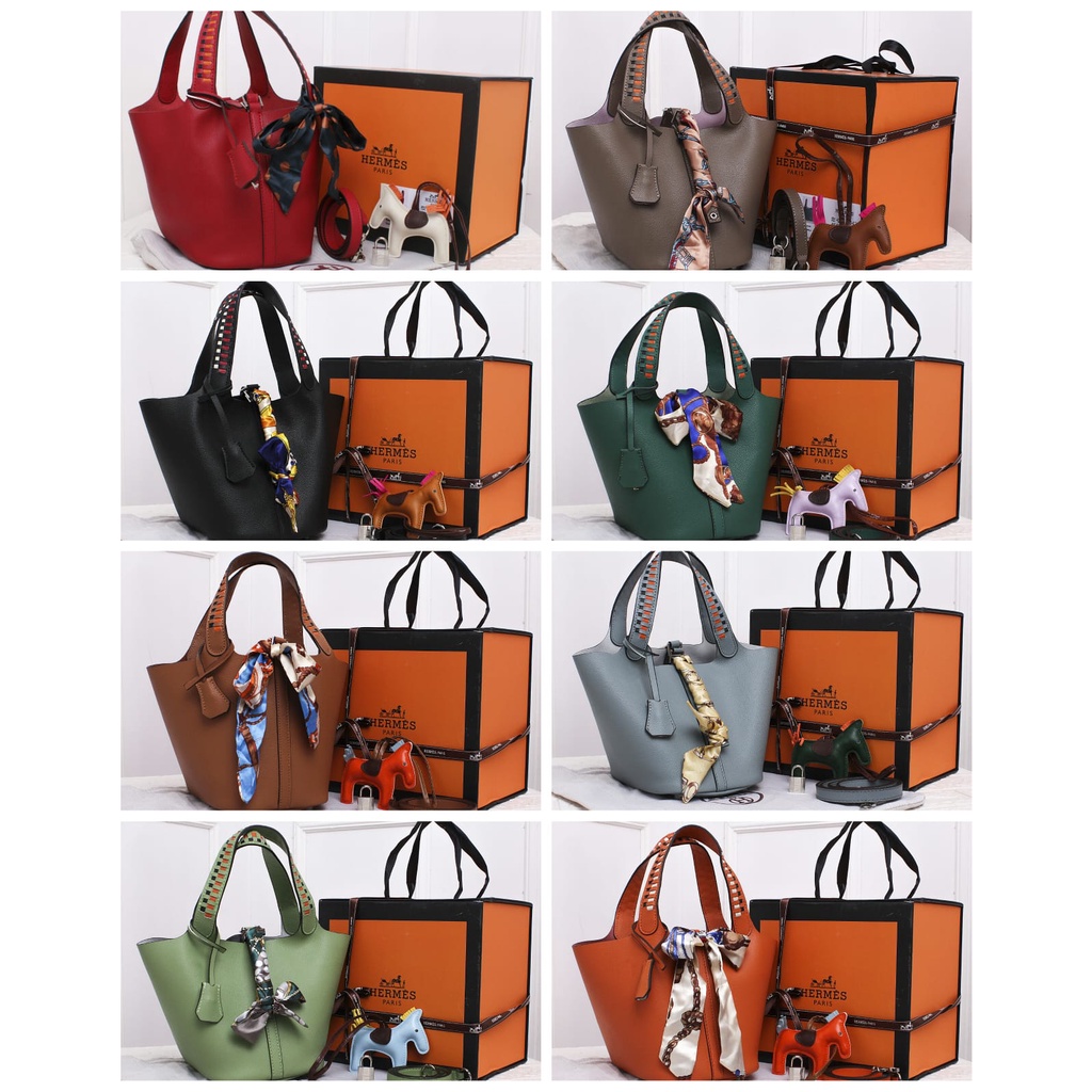 Tas He Picotin Lock Tressage De Cuir Bag