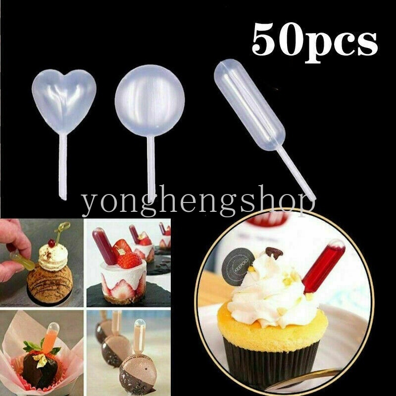 50 Pcs Pipet Mini Ukuran 4ml Untuk Kue Cupcake Es Krim Dan Saus