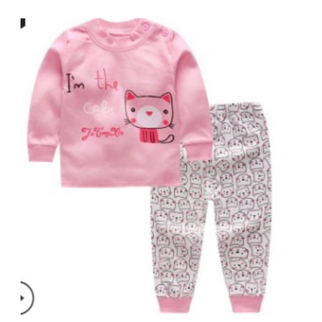 Baju Setelan Anak Pinky Cat / Baju tidur anak / Baju Anak