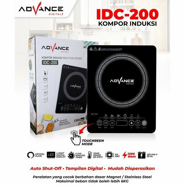 Kompor Induksi 1 Tungku Advance Induction Cooker IDC200 IDC 200 Kaca