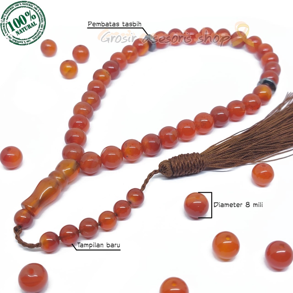 Tasbih batu akik yaman sulaiman madu natural stone garansi asli / tasbih batu 33 / tasbih
