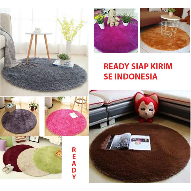 KARPET BULU BULAT DM 100x3cm ANTI SLIP DENGAN BULU INDAH DAN LEMBUT TERMURAH