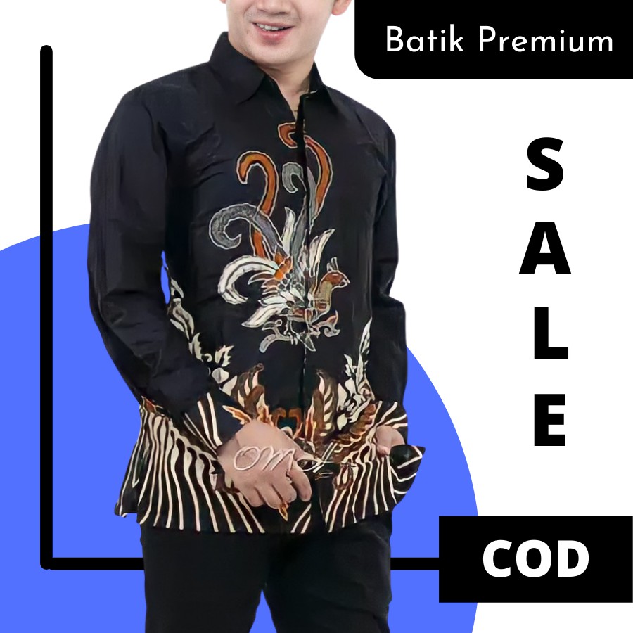 Atasan batik pria lengan panjang batik remaja anak muda Pekalongan pria modern ukuran M L XL XXL