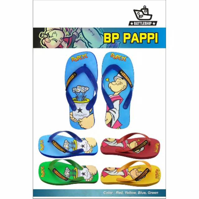 GROSIR 6 PASANG Sandal Japit Anak Merk Beatleship/Sandal Karet Popeye/Sandal Karakter Anak