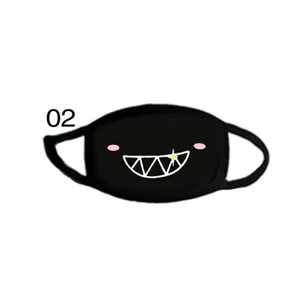 MEB masker emoticon emoji black dust mask motor anti debu kain hitam - 05