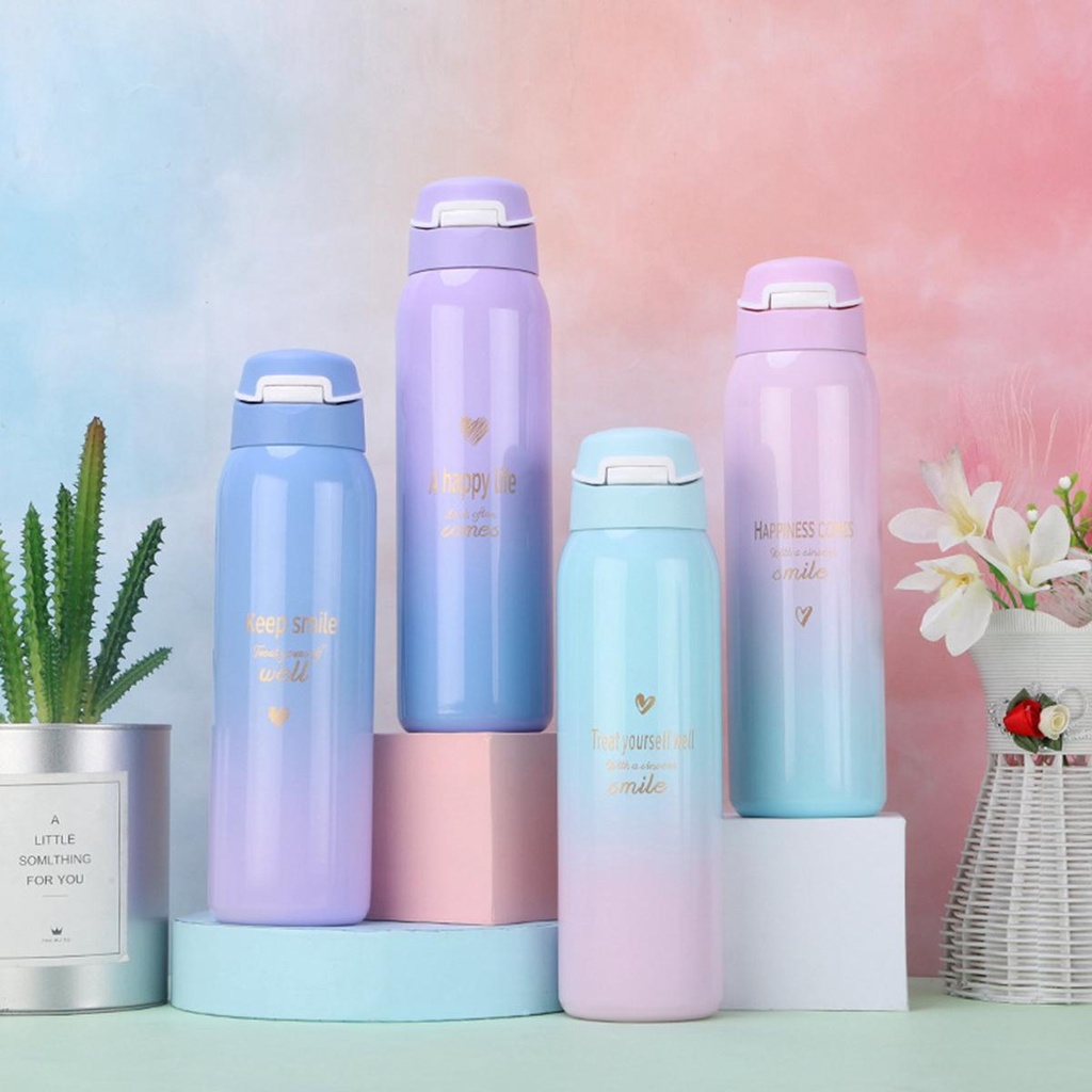 [Elegan] Termos Cangkir Warna Warni 480ml Gradient Color Stainless Steel Mug Insulated Water Bottle