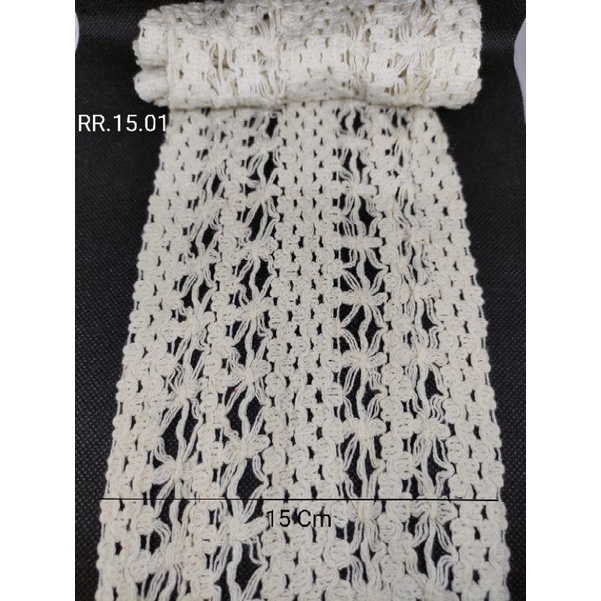 Renda rajut lebar 15 Cm warna Off-white