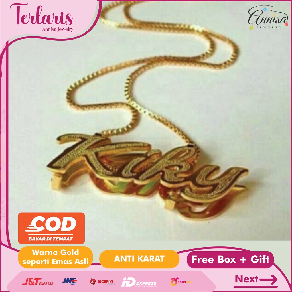 Kalung Nama Gold 3D Grafir