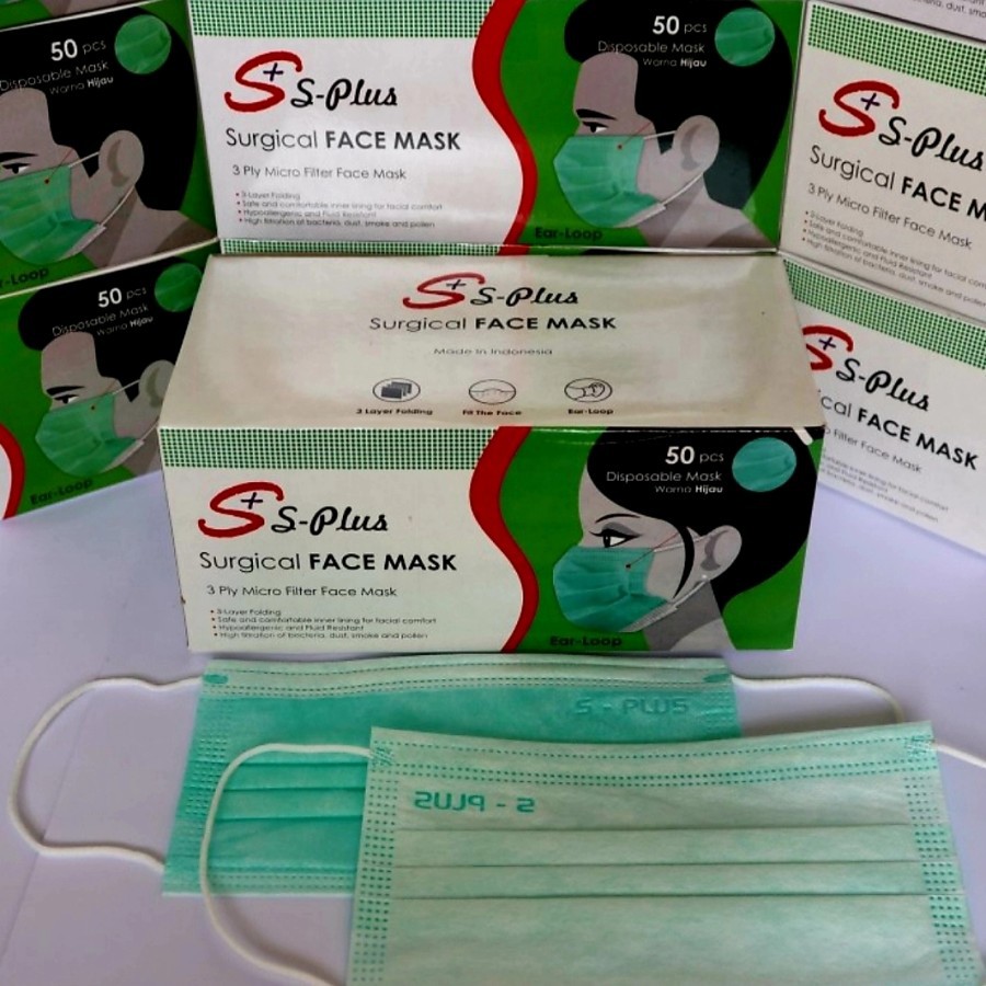 Face Mask S-Plus 3ply Masker Earloop