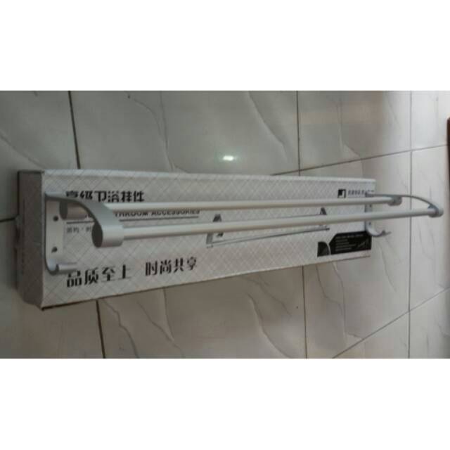 rak handuk aluminium 2 baris 60cm