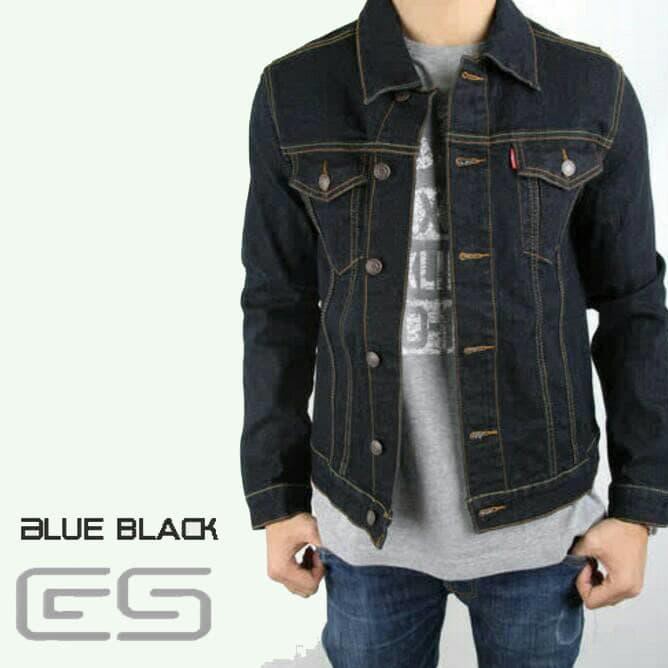 Phbe Terlaris Jaket Jeans Levis Pria Premium ( Biru Hitam ) Berkualitas L75Y
