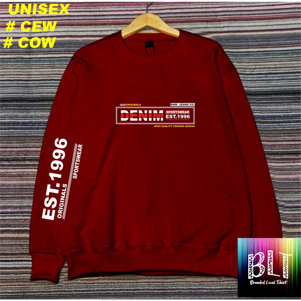 Crewneck Sweater Combed Denim 1996 / Sweater Pria/SWEATER WANITA / Sweater Distro / Outerwear Original Terbaru Termurah Terlaris/UNISEX/SWEATER MURAH/SWEATER 2022