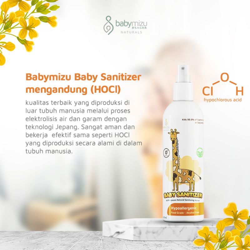 BABYMIZU Baby Sanitizer - Hypoallergenic Baby Sanitizer, Sanitizing Water 100% Natural, Food Grade, Multi Purpose Cleanser