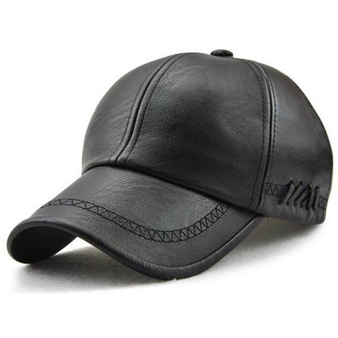 Topi Baseball Bahan Kulit Imitasi - Topi Snapback - Topi Kulit Imitasi