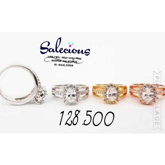 Cincin perhiasan Lapis emas luxury dengan zircon italy asli