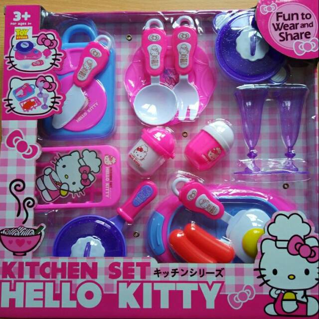 Mainan masakan kitchen set hello kitty pink