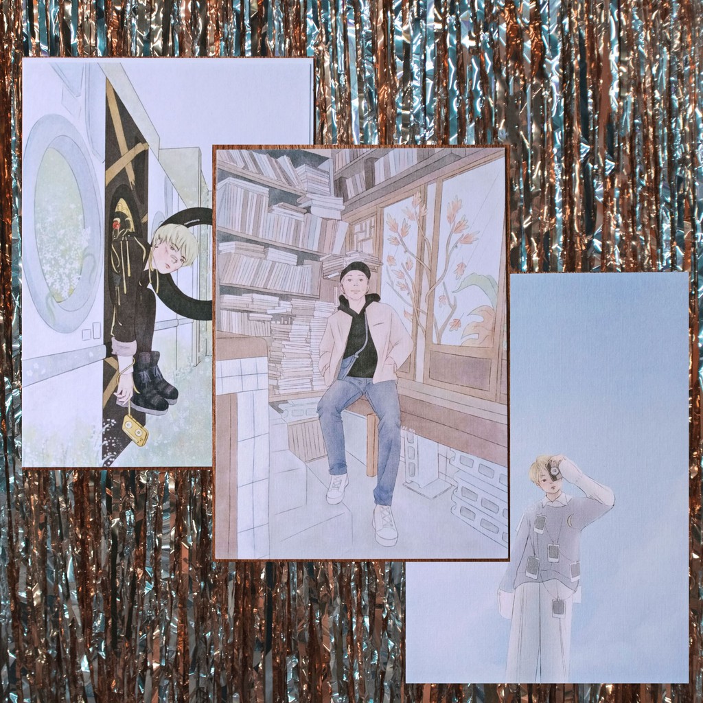 

BTS Art Print fanart fan art postcard post card JK V Suga Jimin Jin RM Jhope