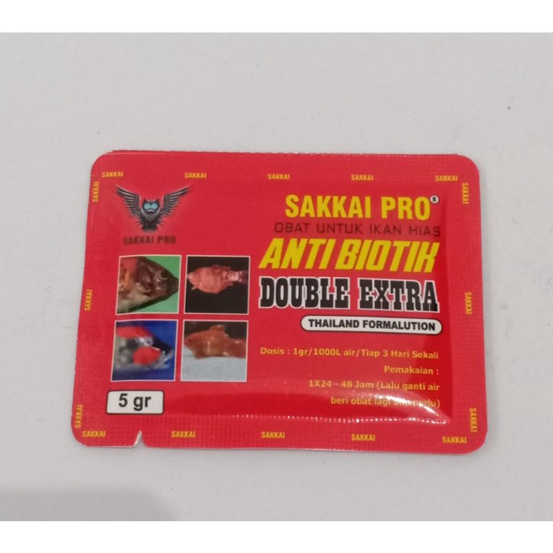 Obat Ikan Anti Jamur Anti Bakteri / Obat Ikan Hias Sakkai Pro Anti biotik 5 gr / Antibiotik Ikan Hia