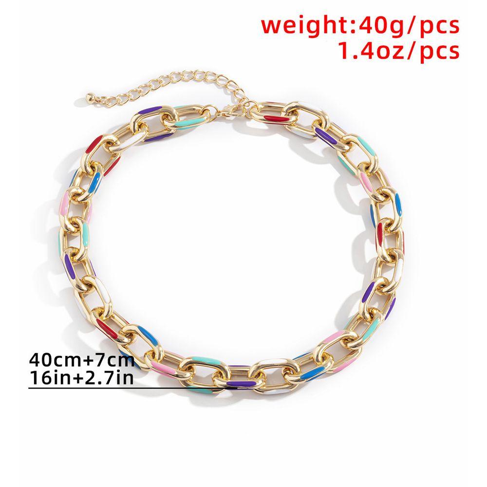 Mxbeauty Kalung Multi Warna Keren Unik Tetesan Minyak Hadiah Gadis Rantai Tebal Kuba Rantai Gaya Korea Gelang