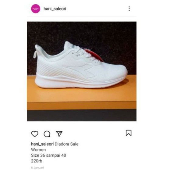 Ori 50% Sepatu Diadora Zelindo putih