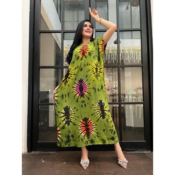 Daster panjang galaran kancing depan busui tali samping motif viral tiedye shibori-SK Yuppy Army