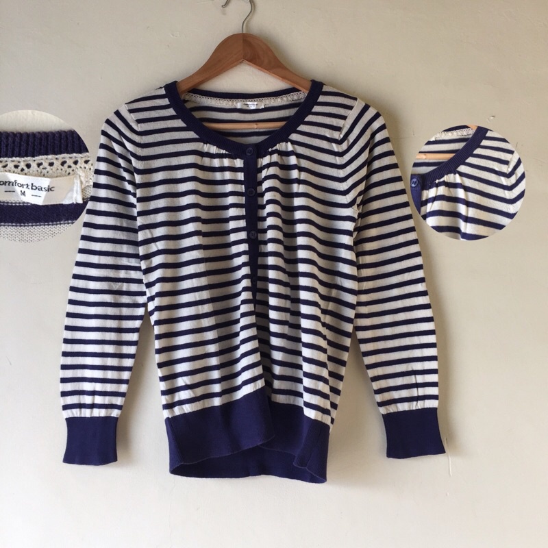 [BISA COD✅] Cardigan Thrift/Knitwear Rajut Atasan Wanita All Brand-Comfort basic stripe