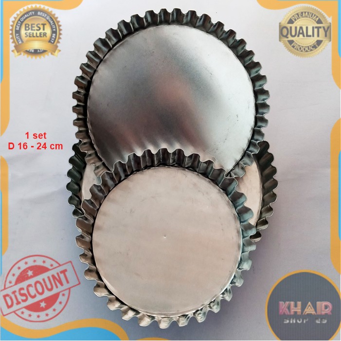 1 set Loyang kue pie susu bongkar pasang dameter 16 sampai 24 cm