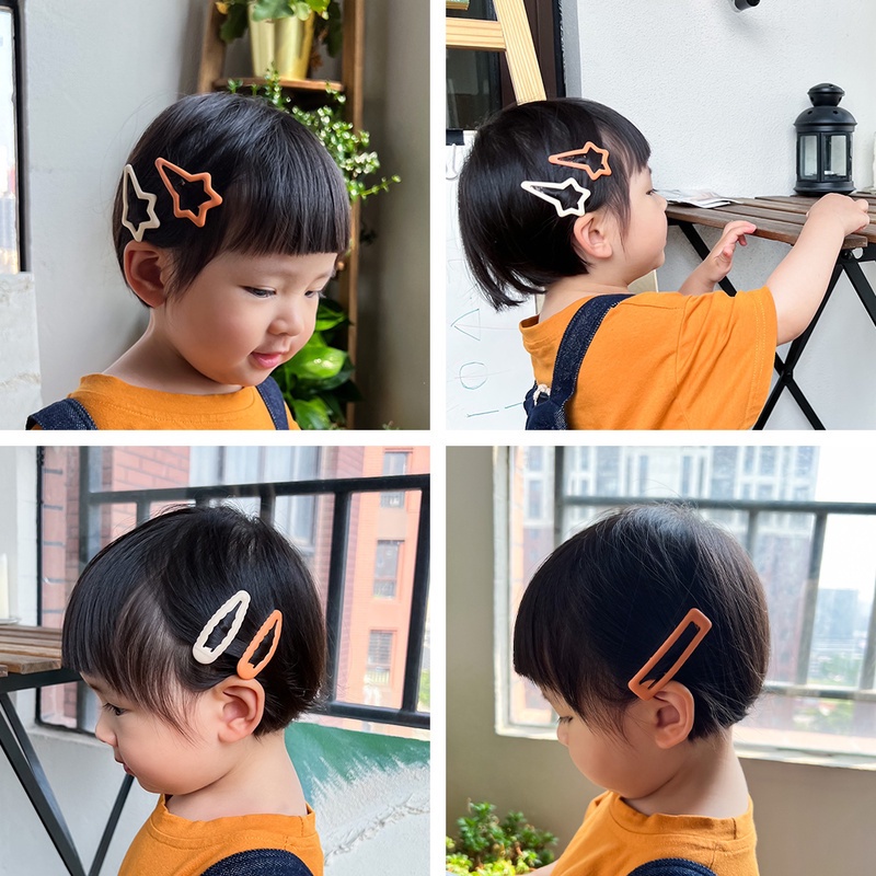 3 Pcs Jepit Rambut Bentuk Oval Bintang Geometris Untuk Anak Perempuan