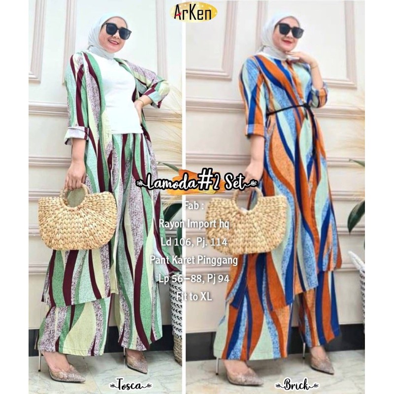 Baju Cewek Setelan Motif Bahan Rayon Lamoda #2 Set Original by Arken