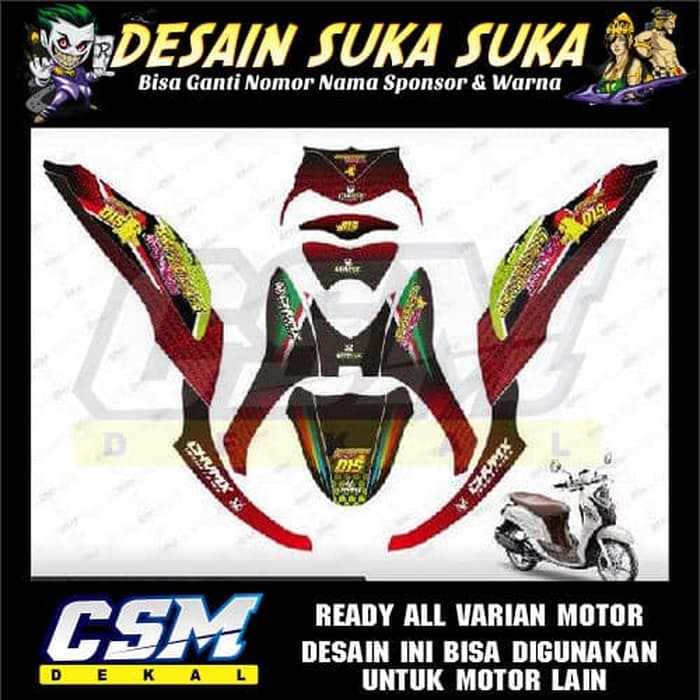 85 DEKAL DECAL MOTOR FINO FI STIKER STICKER STRIPING BODY MERAH