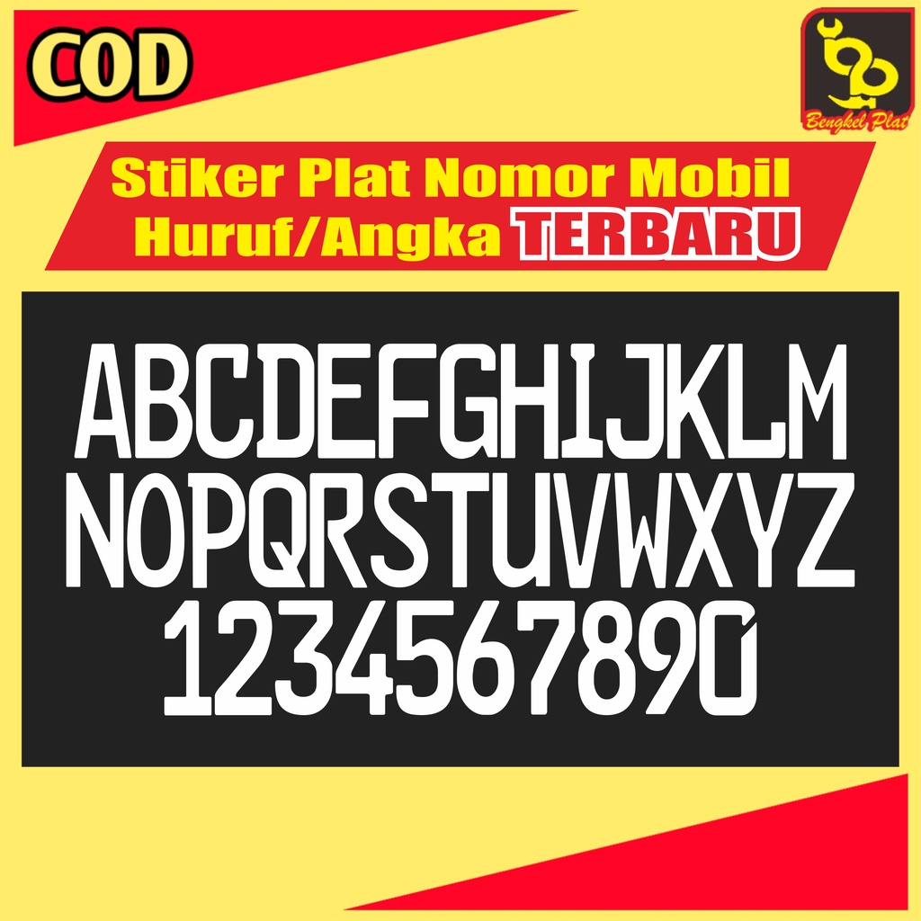 Jual Stiker Cutting Sticker Plat Nomor Nomer Mobil Font Huruf Angka ...