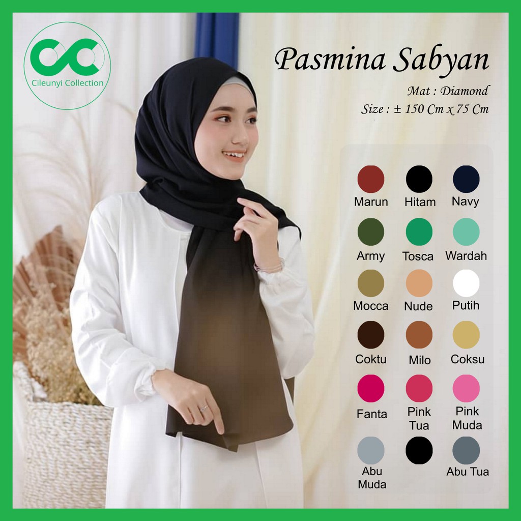 ✅ Original Pashmina Sabyan by Cileunyi Collection Pasmina Diamond Creepe Nissa Saby Ukuran 150  x 75