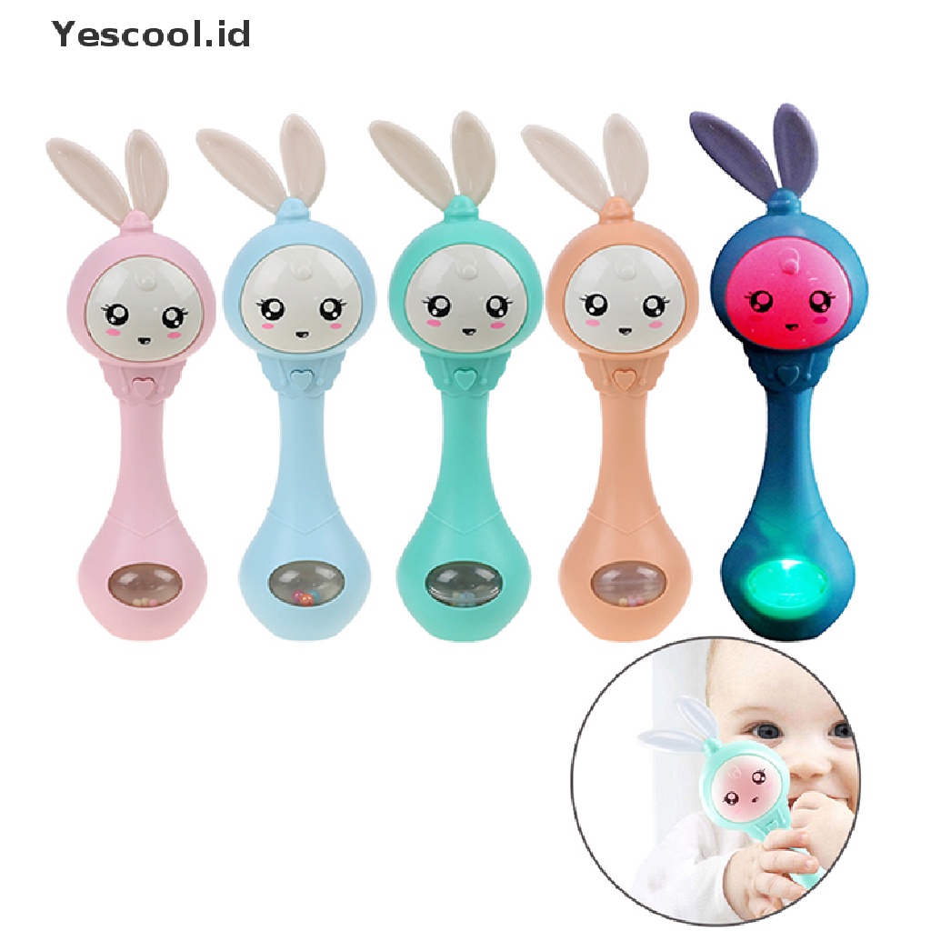 (Yescool) Mainan Rattle Genggam Bentuk Kelinci Dengan Musik Untuk Bayi