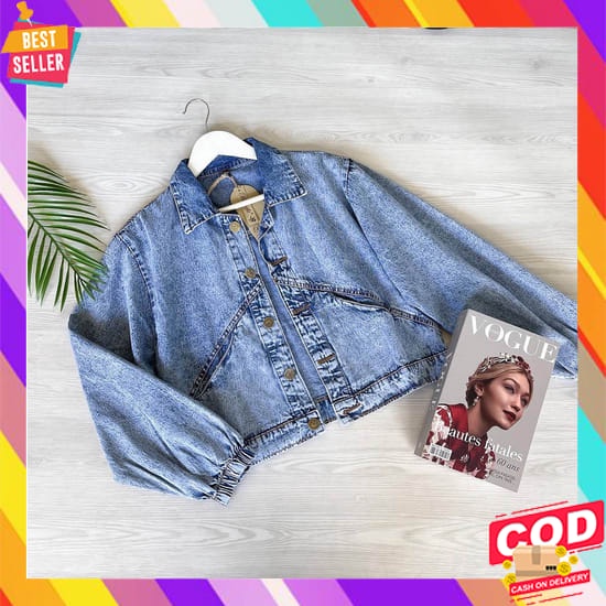 Jaket Jeans Wanita Crop Oversize Jumbo Snowblack Jacket Jens Cewek Ove Jaket Jeans Lvd Kode 1973