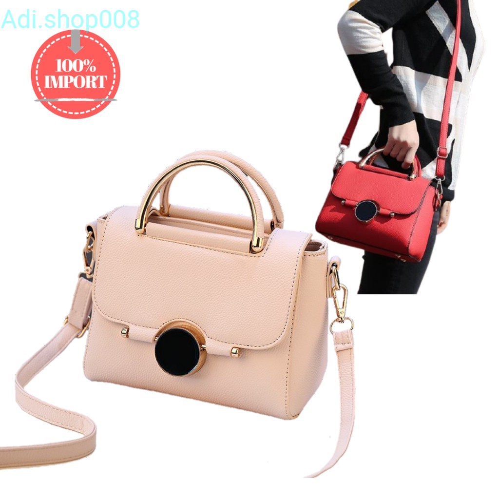 Tas Handbag Pesta Wanita Import Bahan Kulit Sintetis Warna Krem - BTH9085