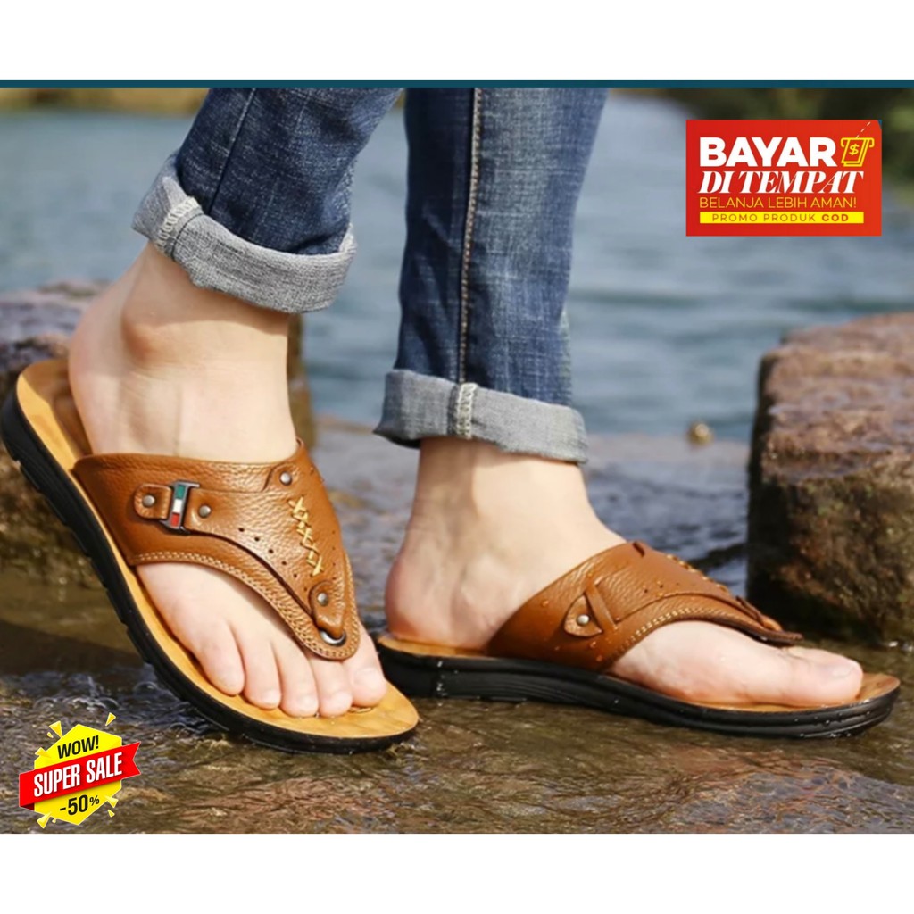 LUTTON - sandal pria yang lagi trend - SANDAL JAPIT LT 100 CAMEL