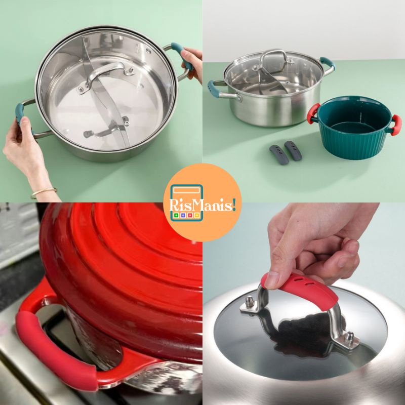 SILICONE PAN EAR HANDLE - Pegangan Telinga Panci Anti Panas Silikon Food Grade Cover Kuping Dandang Sarung Penutup Wajan
