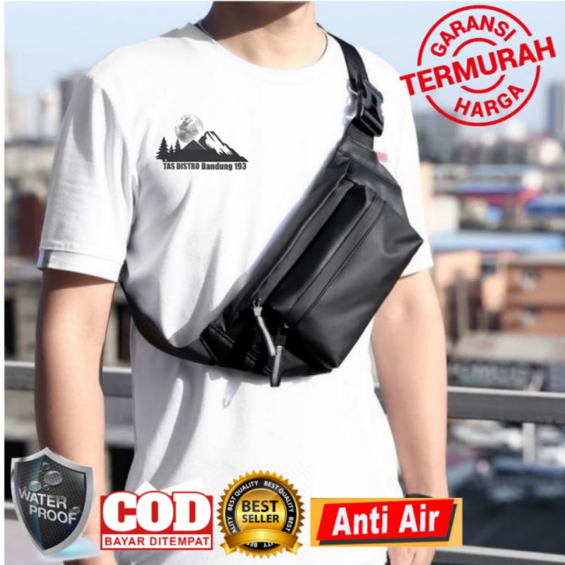 Tas Selempang Waistbag Slempang Waist Bag Bahu Weistbag Pinggang  Pria Cowok Kulit Waterproof TDB09