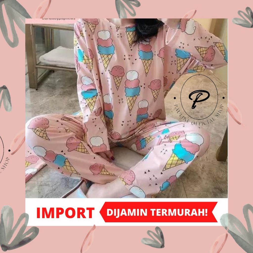 PIYAMA WANITA / SETELAN PIYAMA LENGAN PANJANG / PIYAMA WANITA IMPORT SPANDEX (PL-017)