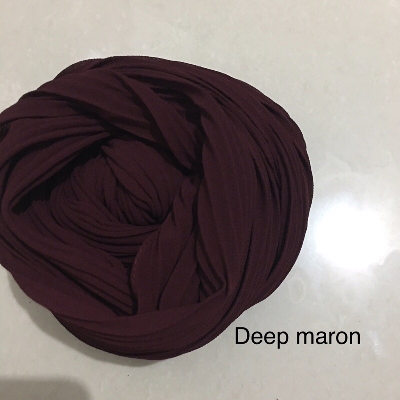 [TANPA GARIS TENGAH] FULL PLISKET PASHMINA pashmina plisket ceruty babydoll pasmina plisket-Deep maron