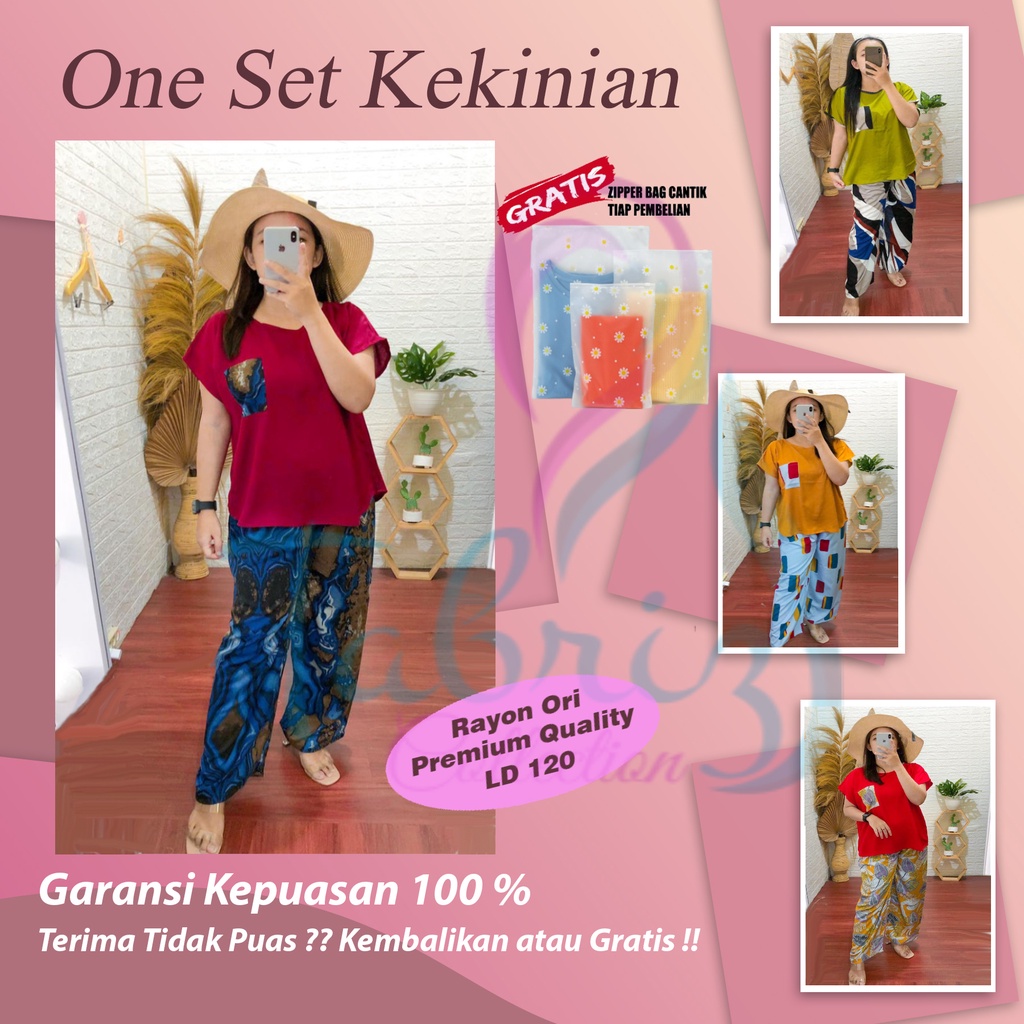 One Set Wanita Kekinian Baju Santai Wanita Daster Setelan Celana Panjang Daster Rayon Premium MURAH