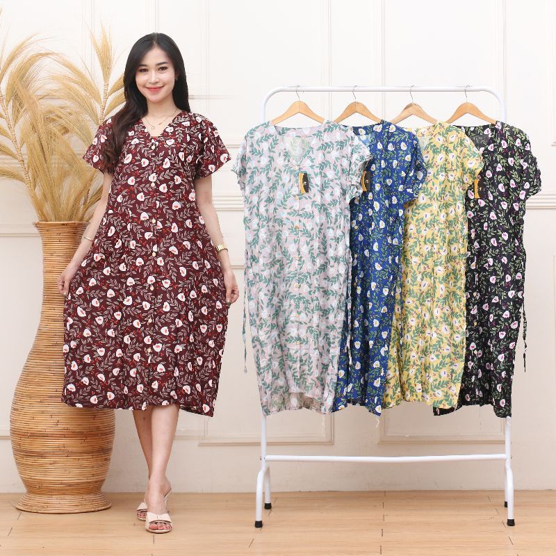 Daster Andin ikatan cinta Viral Kancing Full Sampai Bawah Kekinian Tali Samping motif salur