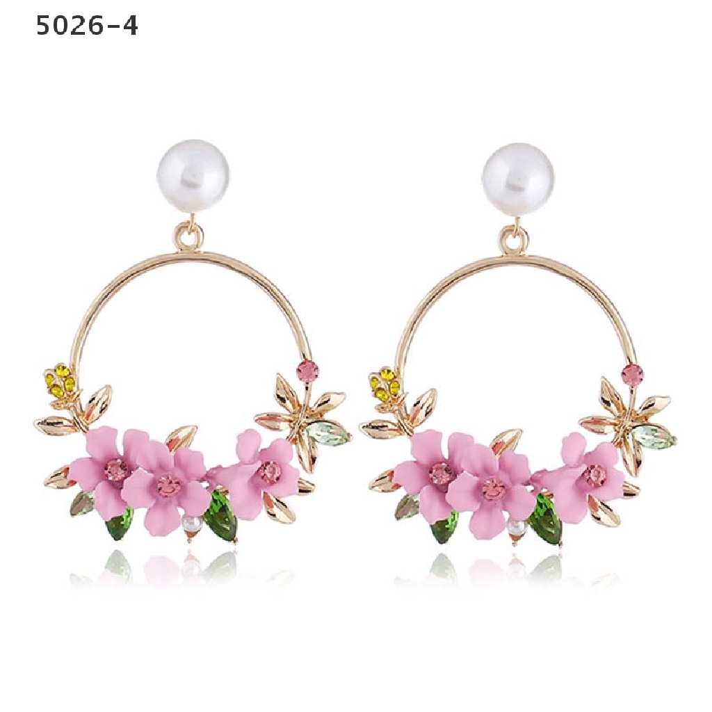 5026-4 Women Charm Flower Drop Dangle Earrings Jewelry Ear Studs Wedding Jewelry Gift 5026-4